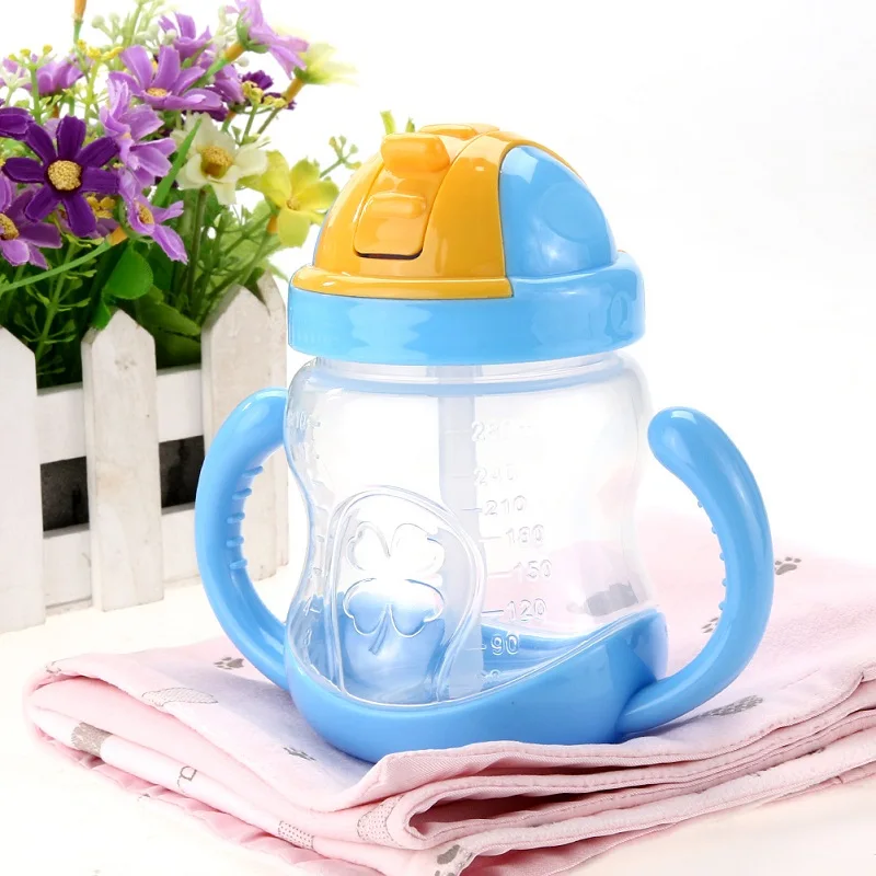 Детские бутылочки для кормления чашки Tazas для детей всех возрастов, бутылка для воды, молока мягкий рот с соской, для младенцев, детская бутылочка для кормления для тренировок - Цвет: Небесно-голубой