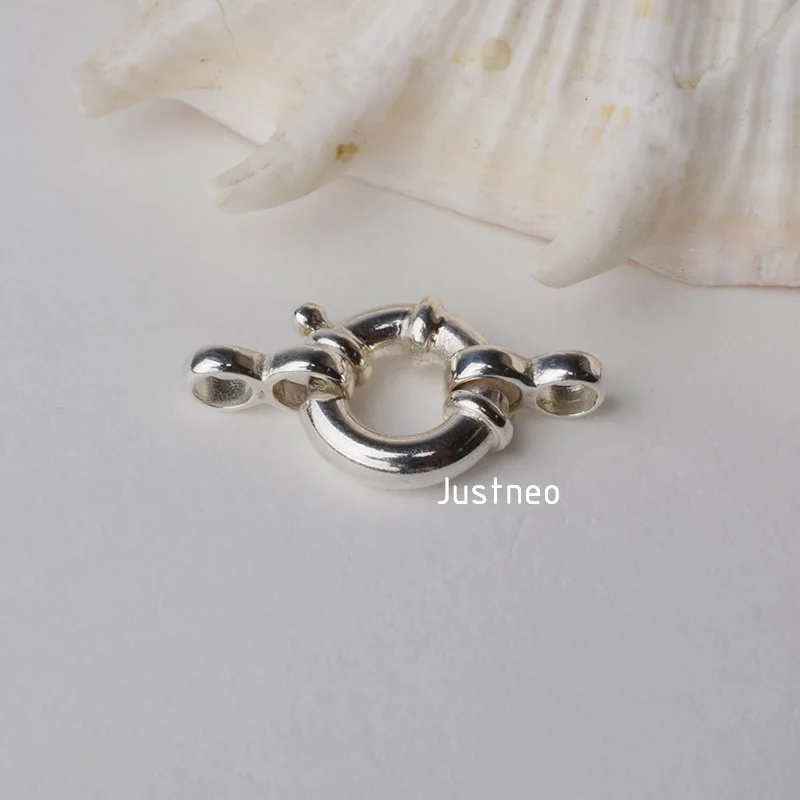 Застежка 10 мм 1-нитка твердая 925 пробы Серебряная застежки на ожерелье морская