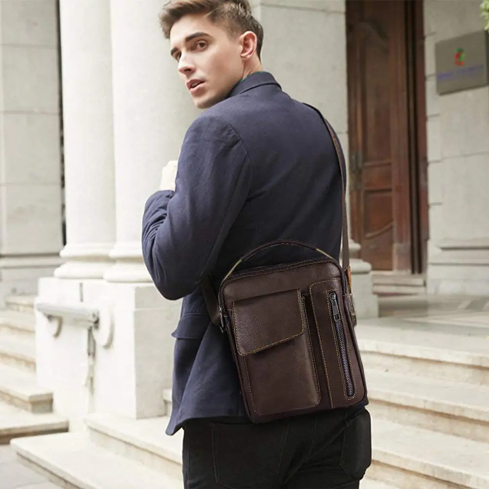 Сумка через плечо из натуральной кожи для мужчин маленький портфель