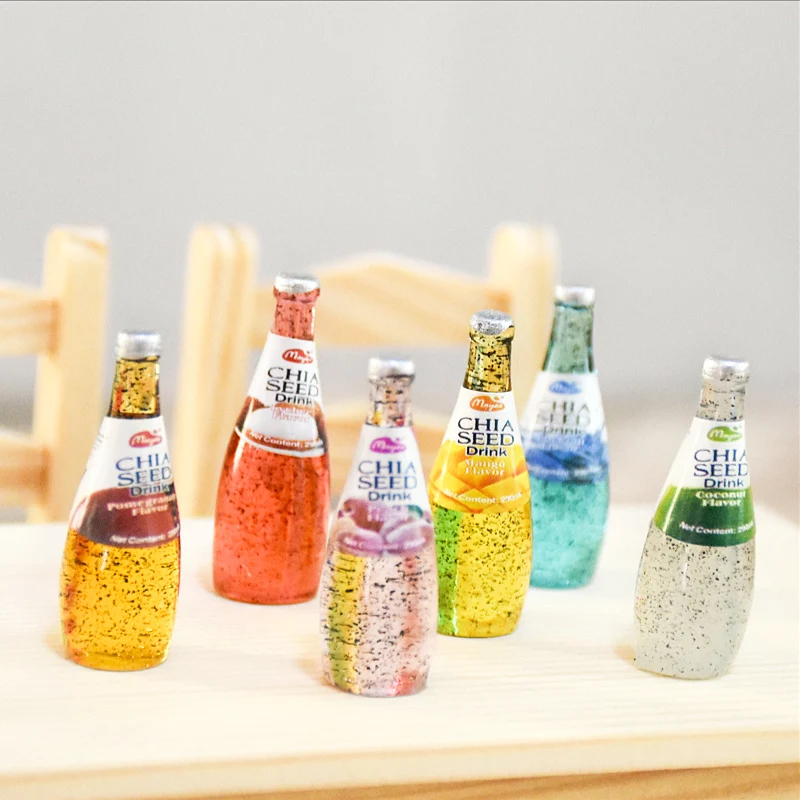Cute 3D Полимерная бутылка для питья сока DIY Миниатюрный Кукольный домик