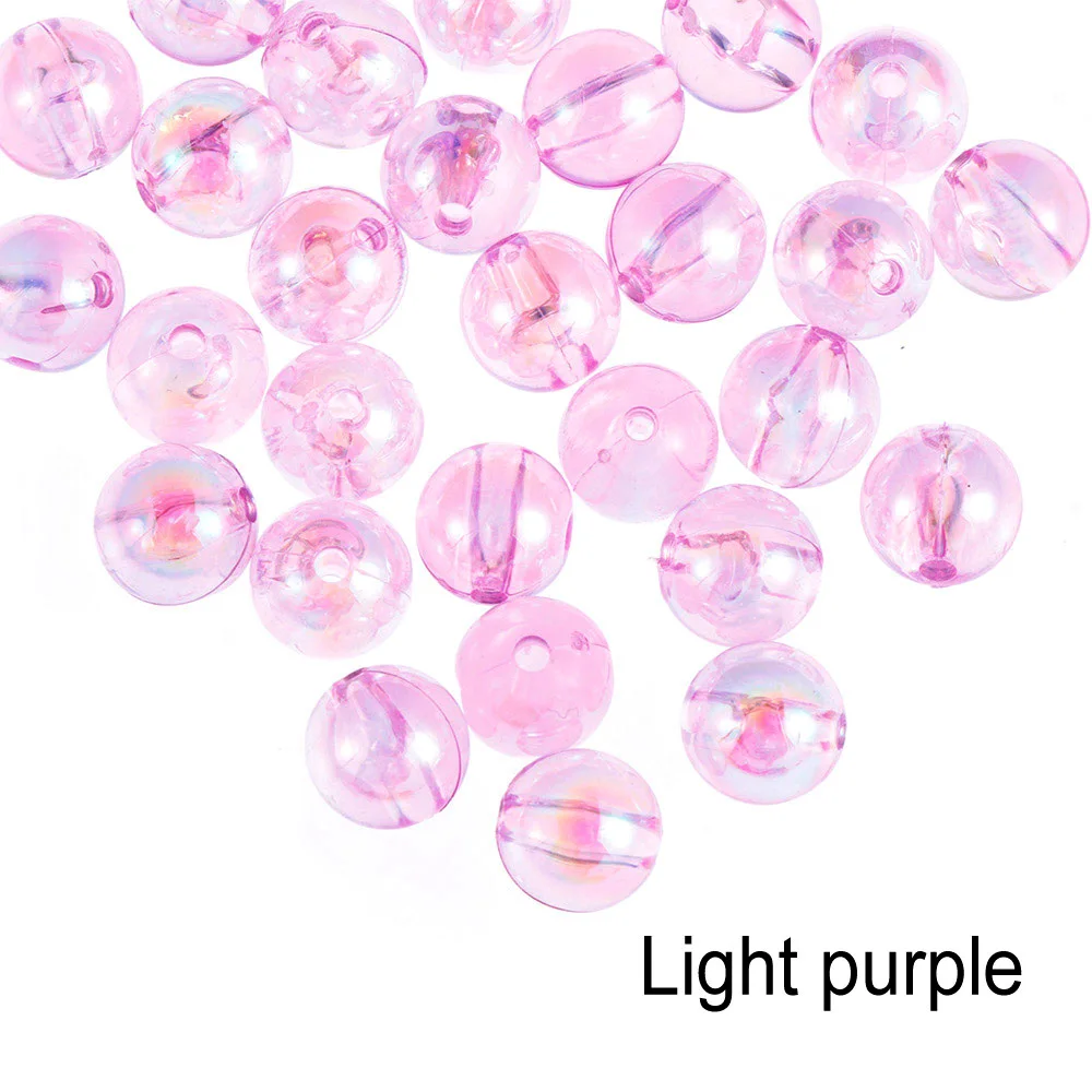 NEW 50pcs 8mm Colorful DIY Beads Round Acrylic Handmade Beads with Hole for Craft Making DIY Bracelet Necklace - Цвет: light pink