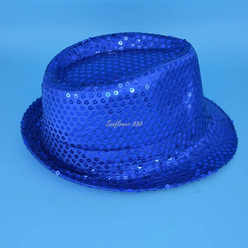 navy blue Женская и мужская джазовая шляпа с блестками, шапки для танцев, кепки для взрослых, карнавальный костюм, Рождественский navidad - Цвет: navy blue
