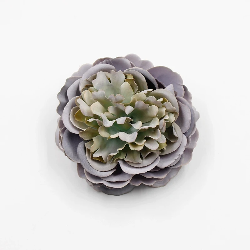 Серый 2 шт., искусственный цветок, 8 см, пион из шёлка, цветок, голова для свадебной вечеринки, украшение дома, сделай сам, цветок, стена, Подарочная коробка, скрапбук, ремесло - Цвет: Серый