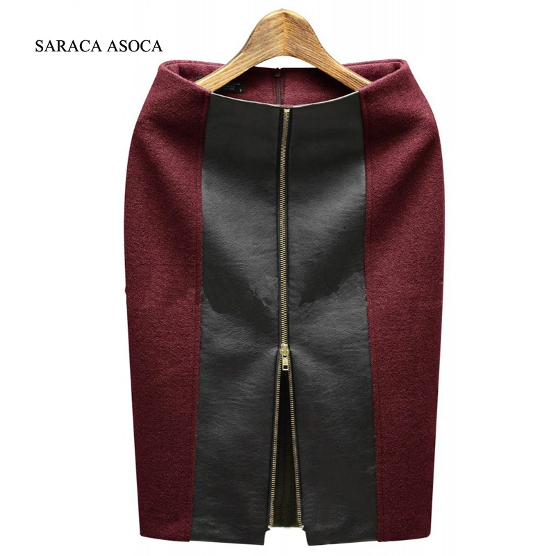 Осенняя и зимняя женская модная кожаная юбка на молнии с высокой талией Черного