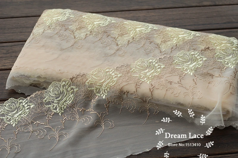 2yards/lot 19cm wide Embroidered Tulle Lace trim mesh French Fabric~Lace Ribbon~beautiful~ | Дом и сад