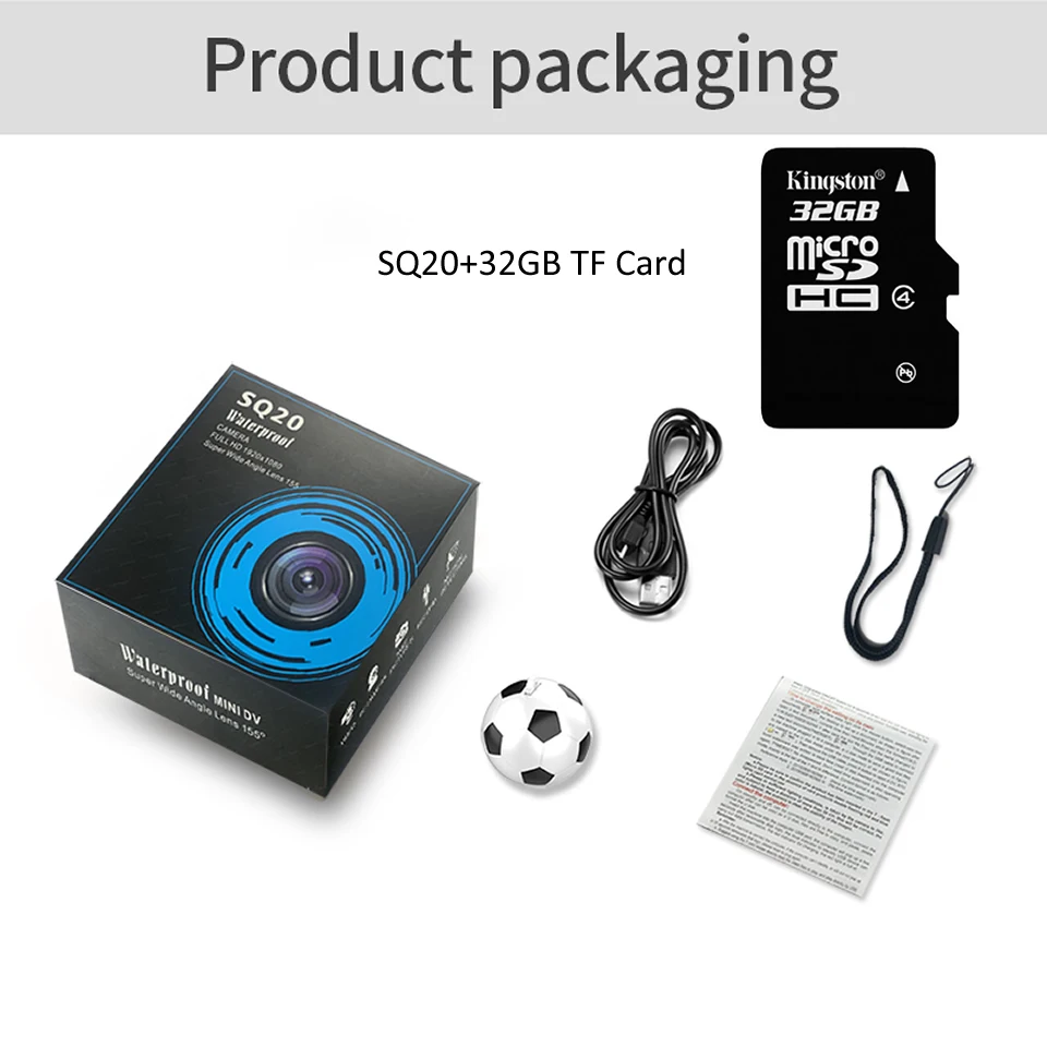 SQ23Add32GBCard Wsdcam Mini Camera HD 1080P Sensor Night Vision Camcorder Motion DVR Micro Camera Sport DV Video Small Recorder Camera Cam SQ20 - Color: SQ23Add32GBCard