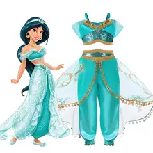 Arabian Princess Aladdin Dress up Costume Girls Sequined Jasmine Cosplay Kids Halloween