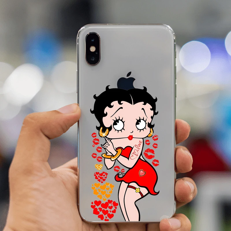 Betty Boop Мягкий ТПУ силиконовый чехол для iPhone XR XS Max 8X7 6 6S Plus 5 5S SE 5C 4 4S | Мобильные