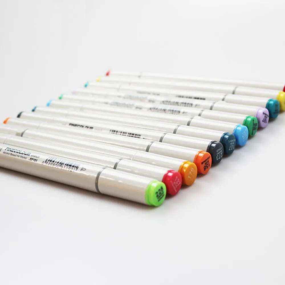 FINECOLOUR EF101 Студенческая профессиональная кисть для эскиза 160 цветов чернила на спиртовой основе с двойной головкой для рисования художественные Маркеры Ручка