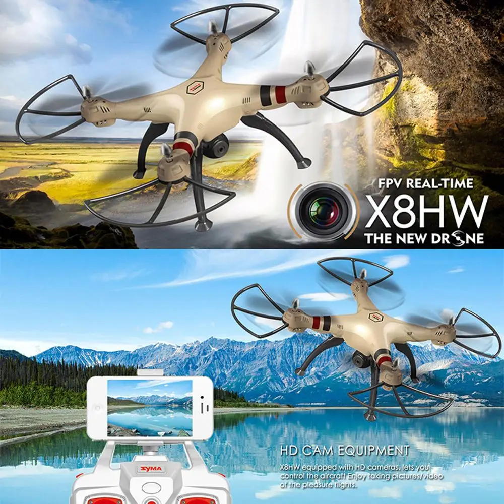 Syma X8HW WI-FI FPV 2MP Камера 2,4 ГГц 6 оси гироскопа 7 минут Летающий Квадрокоптер с дистанционным управлением с барометром, установкой высоты(штепсельная Вилка европейского стандарта) дрона с дистанционным управлением