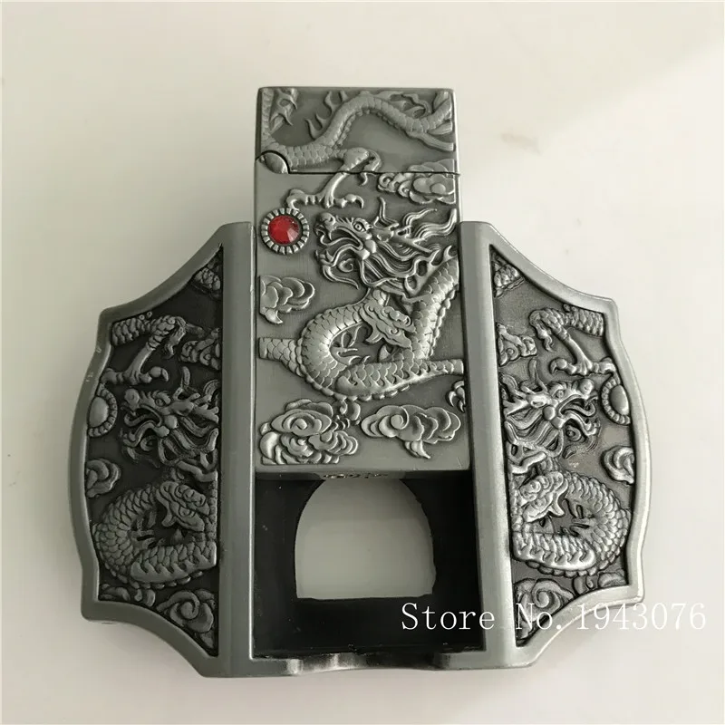 Розничная, стиль, высокое качество, 3D серебряная зажигалка с драконом, пряжки для ремня с металлическим ковбойским ремнем, ювелирное изделие, подходит для 4 см, широкий пояс