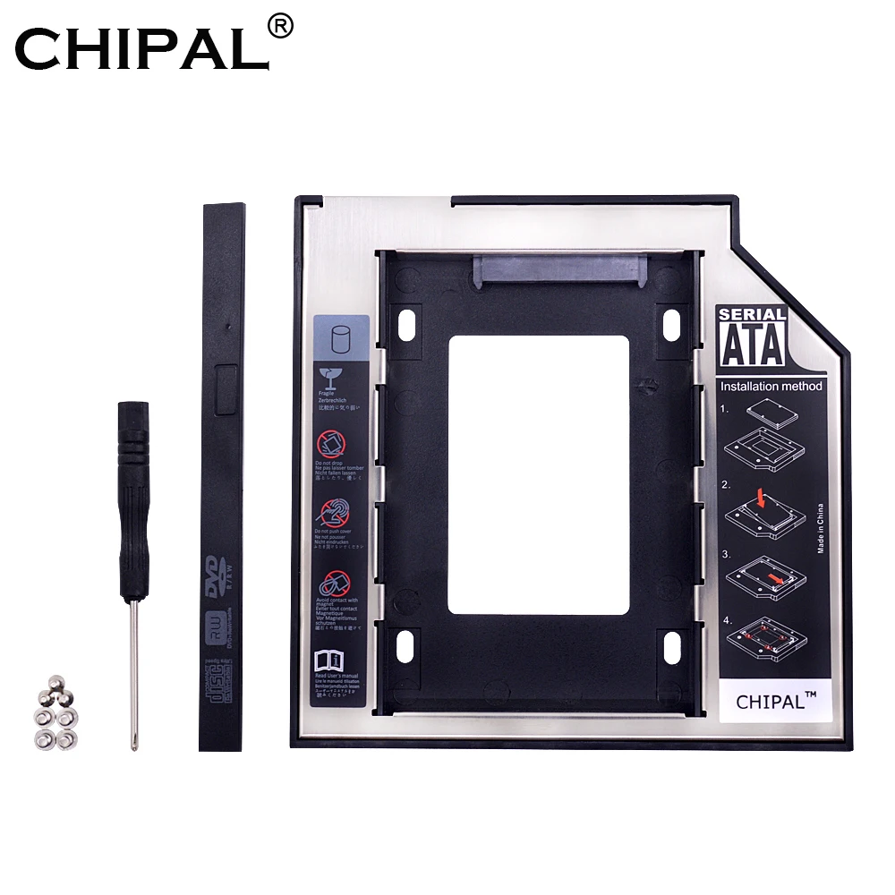 CHIPAL алюминиевый 2nd Second hdd Caddy 9,5 мм SATA 3,0 Optibay 2,5 ''SSD DVD CD-ROM корпус адаптер Жесткий диск чехол коробка