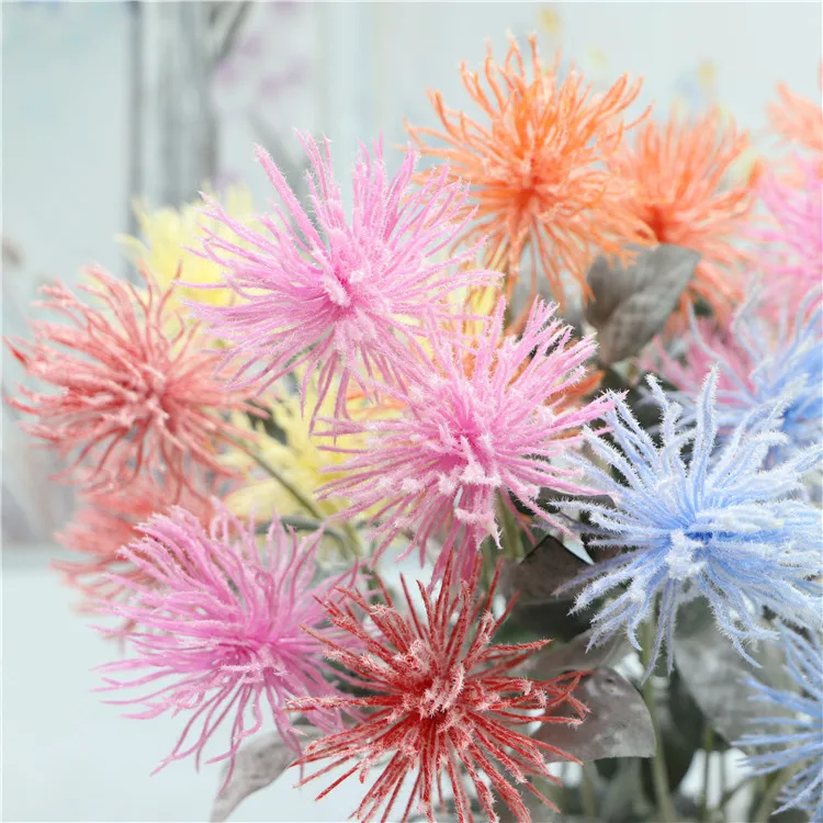 

3 forks artificial glitch plant Simulated sea urchin fake plant new peculiar flower for home party decor artificial flower