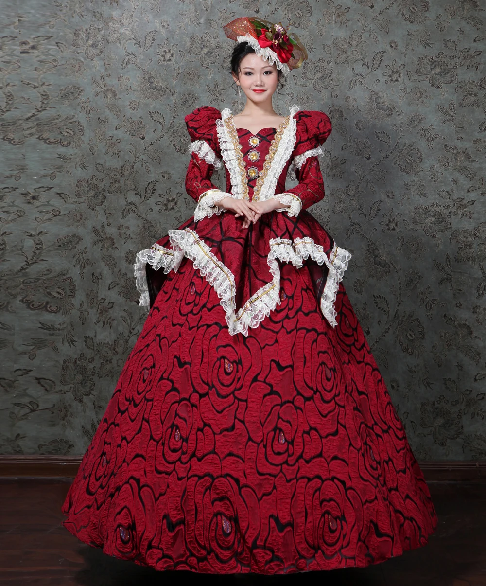 Красный Rococo платье Мария Антуанетта принтом Цветочное без рукавов в стиле
