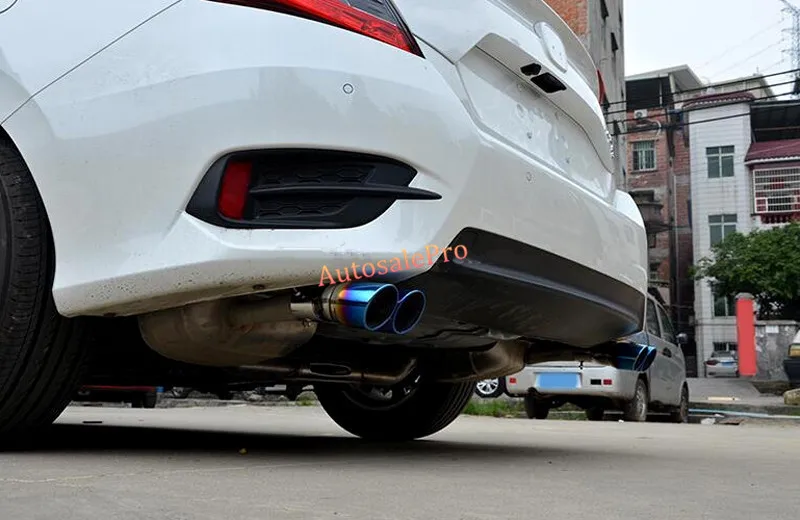 Для Honda Civic 10th седан 2016 2017 нержавеющая красочный синий хвост выхлопной трубы