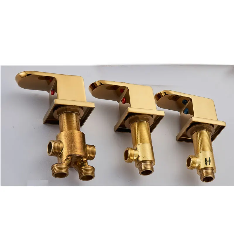 gold set Suguword шар/Никель/золотой/хром горячей и холодной Управление латунь переключателем для ванной переключатель клапана смеситель для раковины, кран, аксессуары - Цвет: gold set