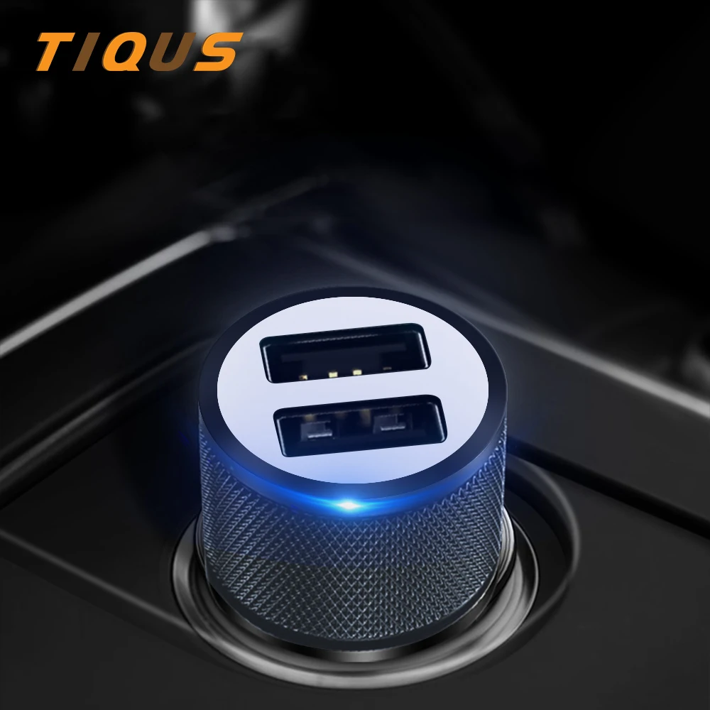 TIQUS Car Charger Dual USB 5V 2.1A For Iphone X 8 7 Plus Mobile Phone Universal 2-Port Adapter Samsung S8 Cigar Socket | Мобильные