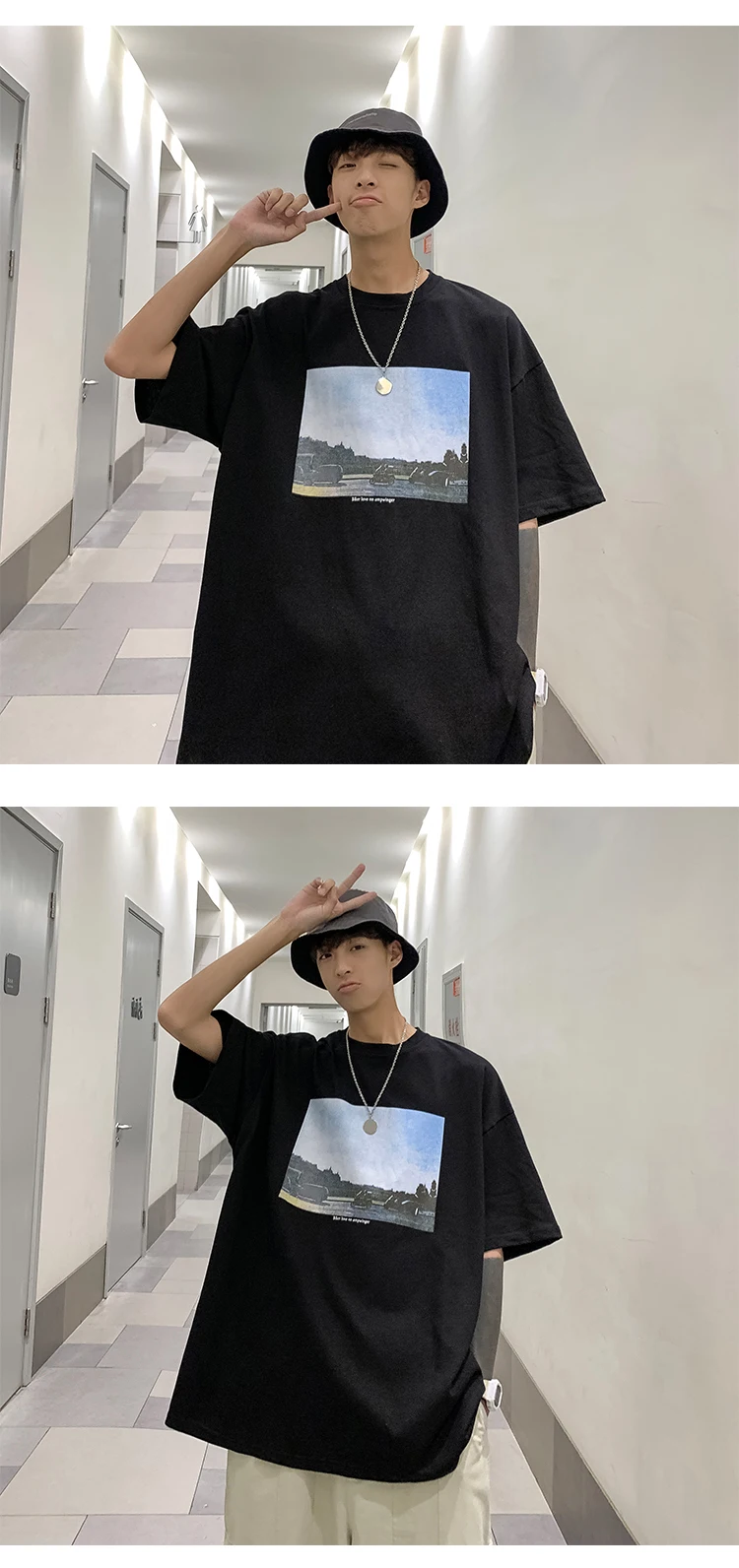 Summer New Korean Version Of The European And American Harajuku Style Trend Handsome Wild Casual Short-sleeved T-shirt M-XL