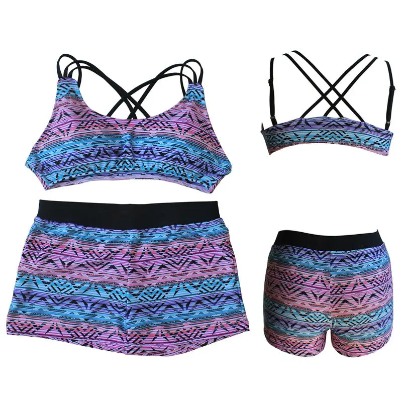 Женский сексуальный комплект бикини в стиле ретро костюм из трех предметов с