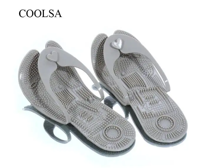Gray COOLSA/мужские Нескользящие пляжные шлепанцы; однотонные слиперы для ванной; Переносные складывающиеся массажные тапочки для путешествий; мужские вьетнамки - Цвет: Gray