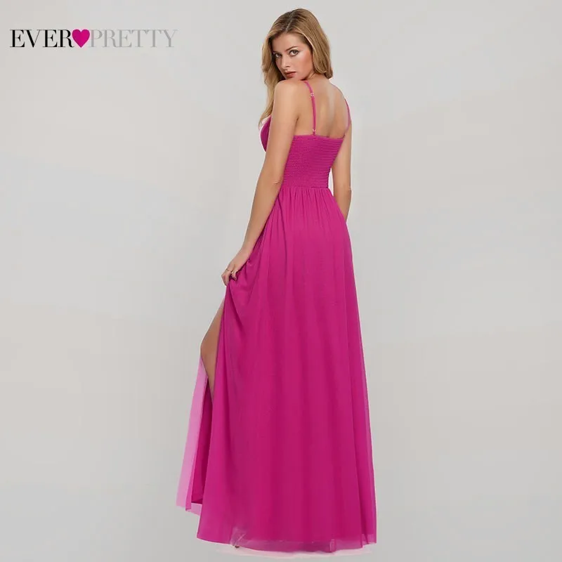 Пикантные вечерние платья Ever Pretty A-Line v-образным вырезом спагетти с высоким разрезом женские вечерние платья Robe De Soiree Lange Jurk