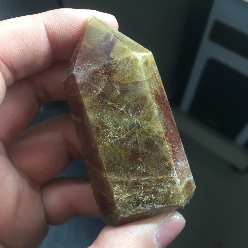 Акция на годовщину 2019 HD368 (77 г) единственный натуральный кристалл Rutilated Quartz Healing Wand