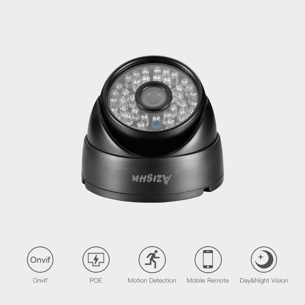 AZISHN Onvif 3MP 2304x1296 HD разрешение открытый/Крытый PoE IP купольная камера 2,8 мм объектив широкий угол IP66 Всепогодная CCTV камера