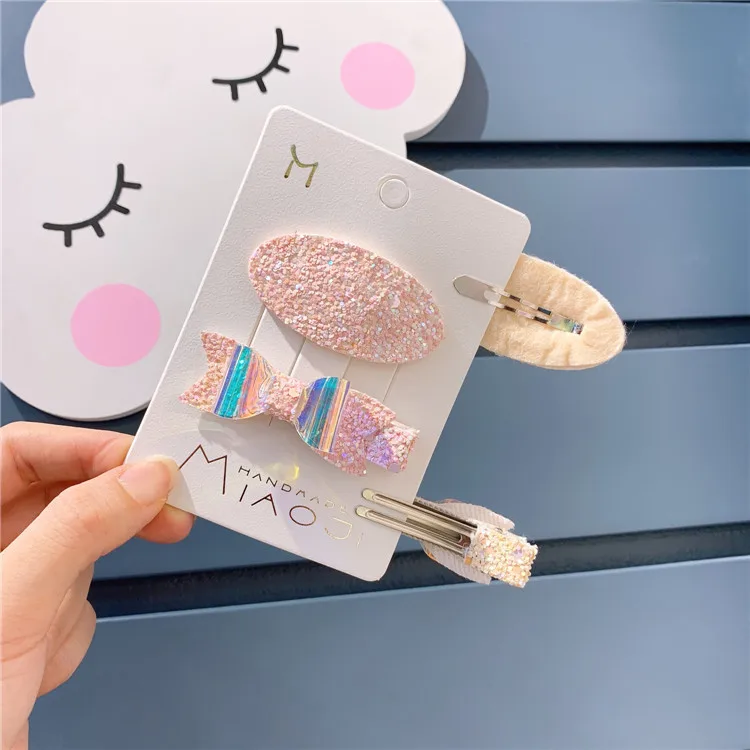 2 шт. новые модные заколки для волос девочек блестящие с радужным бантом детские