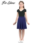 Летняя юбка-карандаш для девочек-подростков, легкая эластичная юбка трапециевидной формы до колена с высокой талией, Повседневные Вечерние юбки для танцев