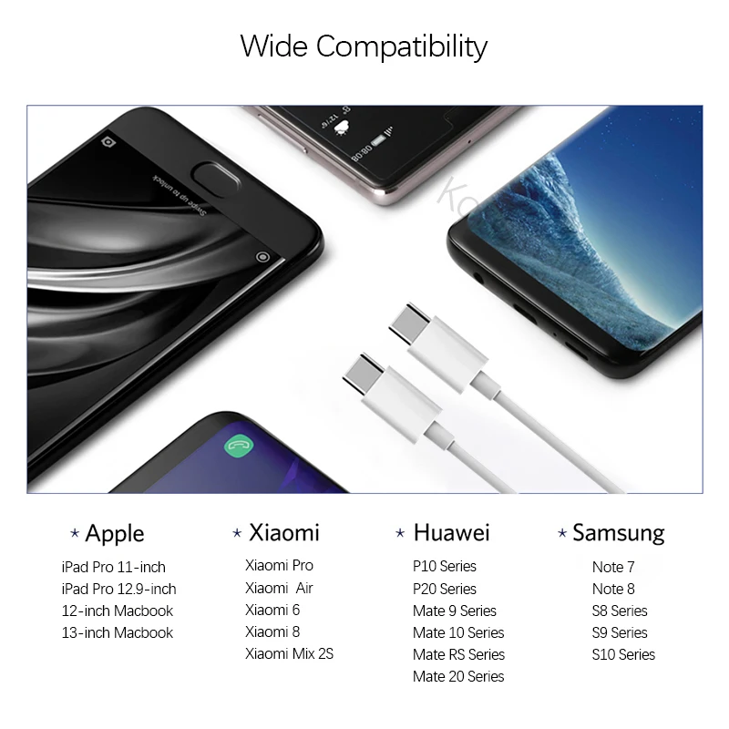 2 m PD Быстрая зарядка USB-C зарядный кабель для передачи данных для Apple iPad Macbook Pro samsung huawei Xiaomi Мобильный телефон usb type-C шнур питания