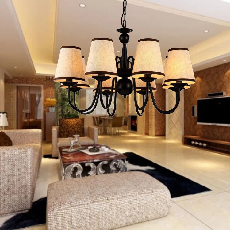 Черная металлическая люстра освещение для столовой Подвесная лампа