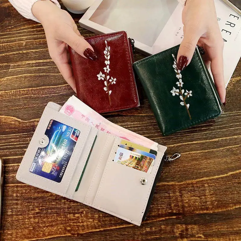 1 шт. Женский кошелек короткий дизайн цветок искусственная кожа для монет денег