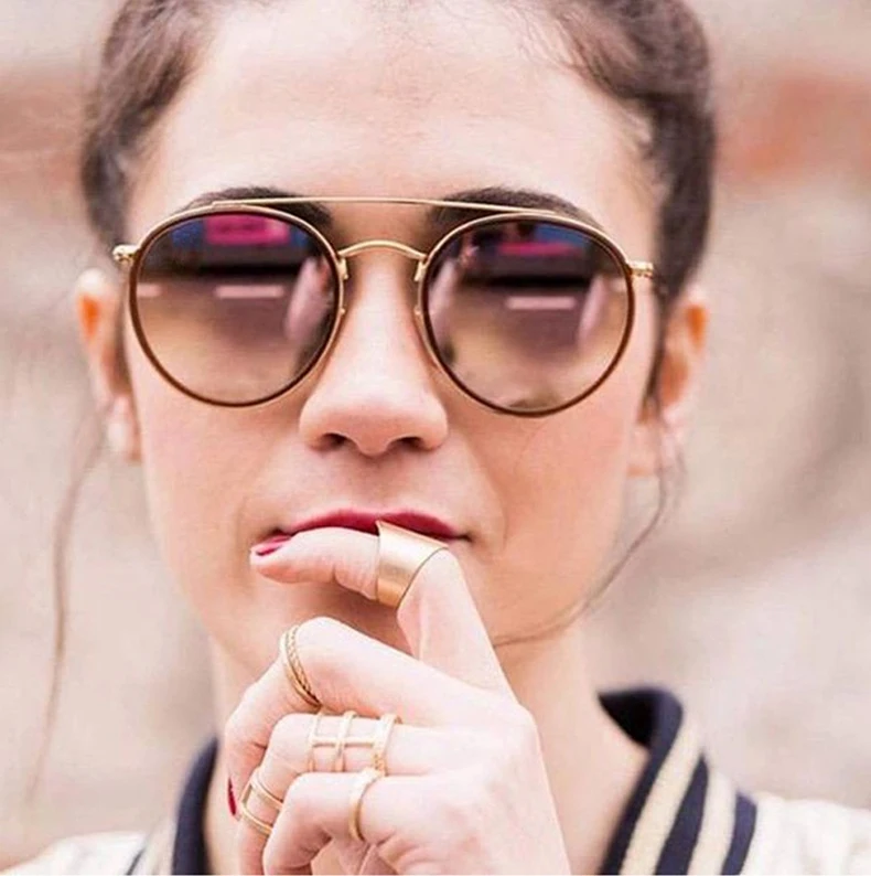 

2021 Модные женские круглые солнцезащитные очки в металлическом стиле, классические винтажные брендовые дизайнерские солнцезащитные очки, с...