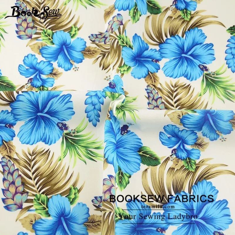 Booksew 100% хлопок поплин Ткань синий цветок конструкции высокой плотности Жир