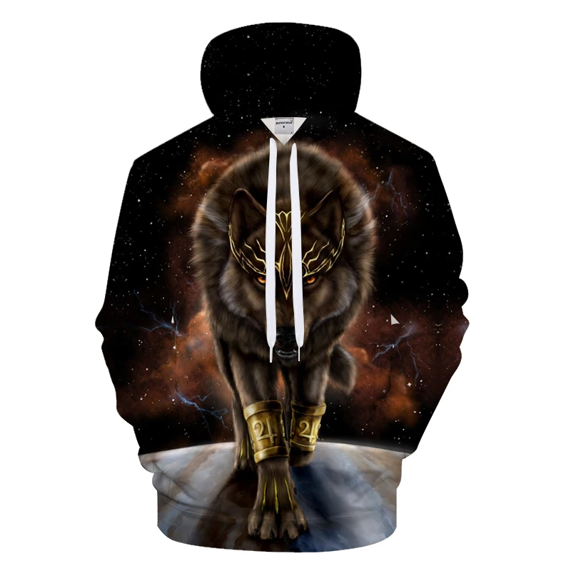 

Starry Wolf 3D Sweatshirts Unisex Hoodies With 3D Print Unique Autumn Winter Loose Thin Hooded Hoody Tops&Tees