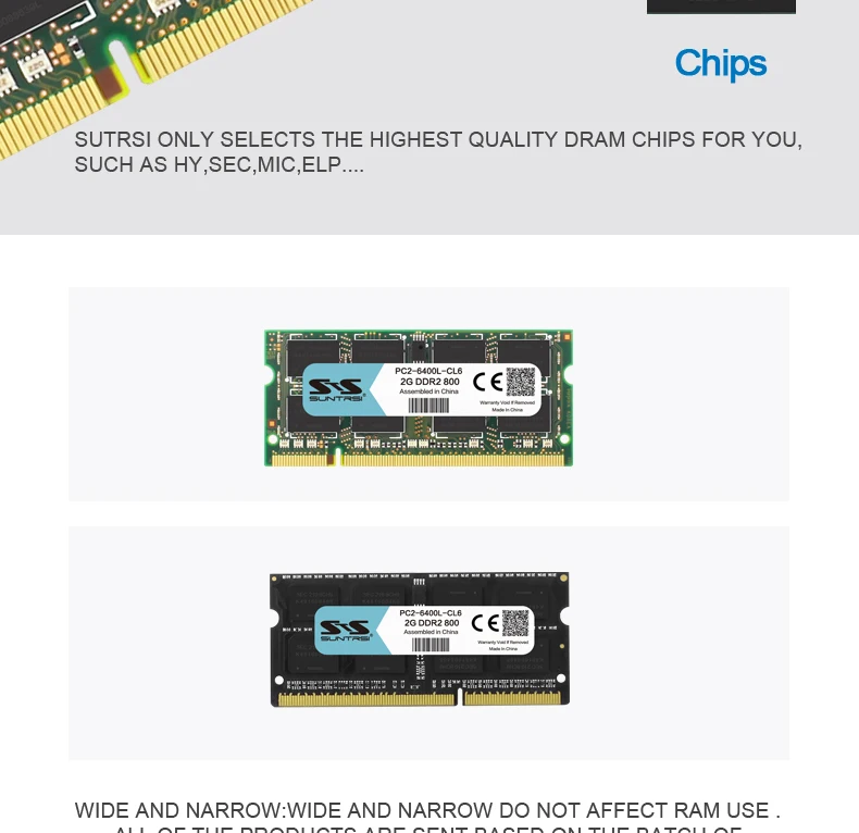 Suntrsi ноутбук память DDR2 2g 800MHz 667MHz Ram для ноутбука 200pin 1,8 V