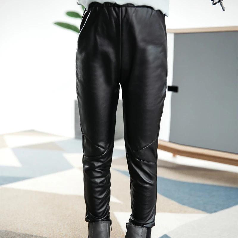 Новинка 2017 ПУ девушка утолщение плюс кашемир теплые кожаные Штаны зимние