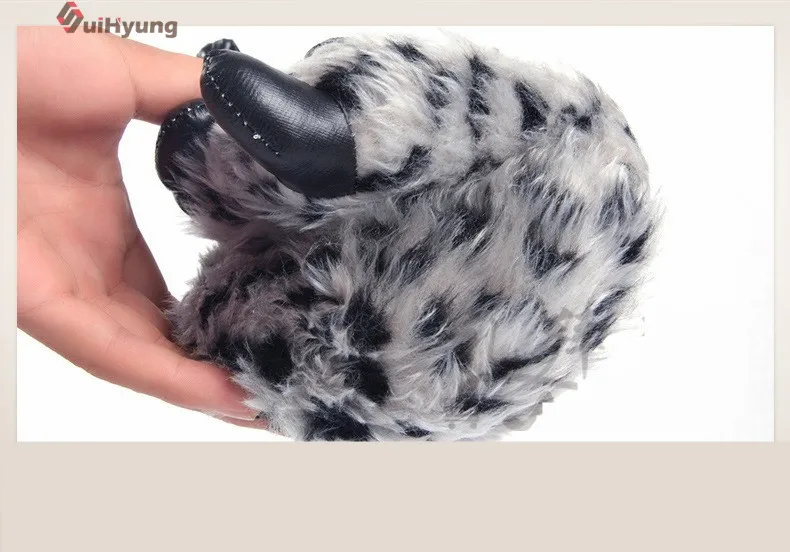 Suihyung/тапочки с забавными когтями; Модные женские плюшевые тапочки с леопардовым принтом; зимняя теплая Домашняя обувь; Повседневная Домашняя обувь унисекс на плоской подошве; хлопковая обувь
