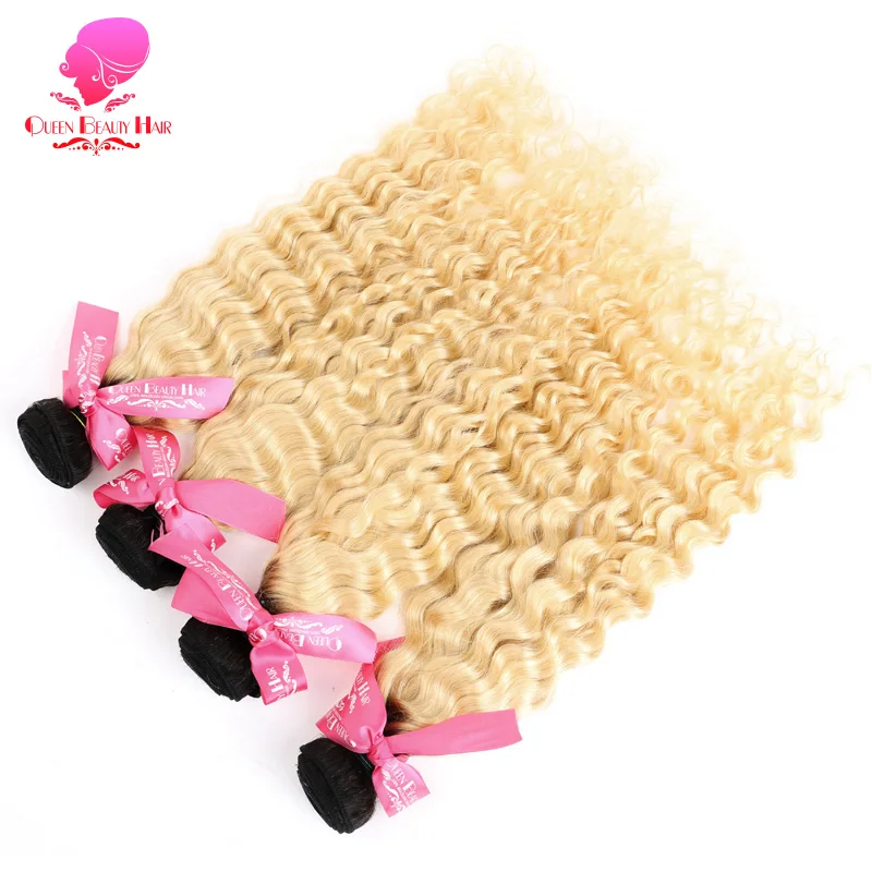 QUEEN 1B/613 Ombre блонд два тона Dook корни Remy человеческие волосы бразильская глубокая