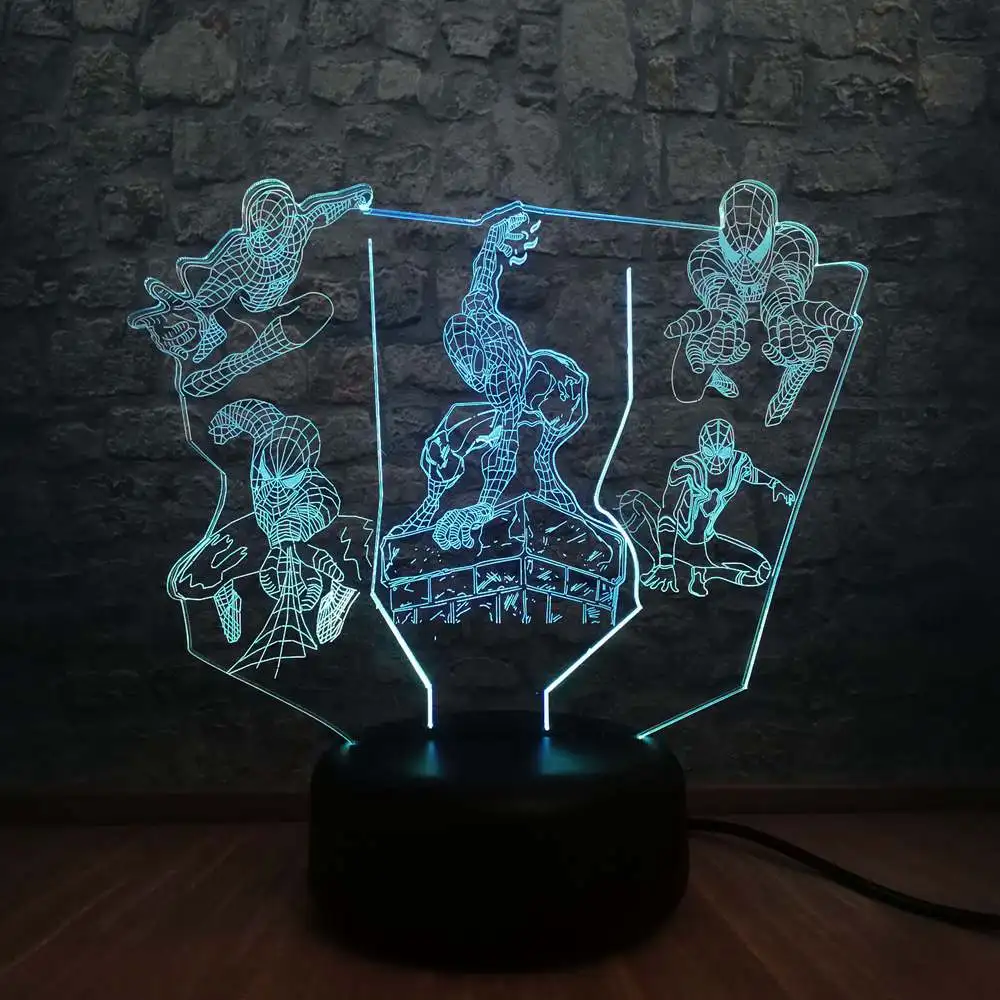 marvel5 Marvel фигура Мстителей 3D смешанный цвет luminaria USB зарядка Настольная лампа Подростковая спальня декоративный ночник мальчик Рождественский подарок - Испускаемый цвет: marvel5