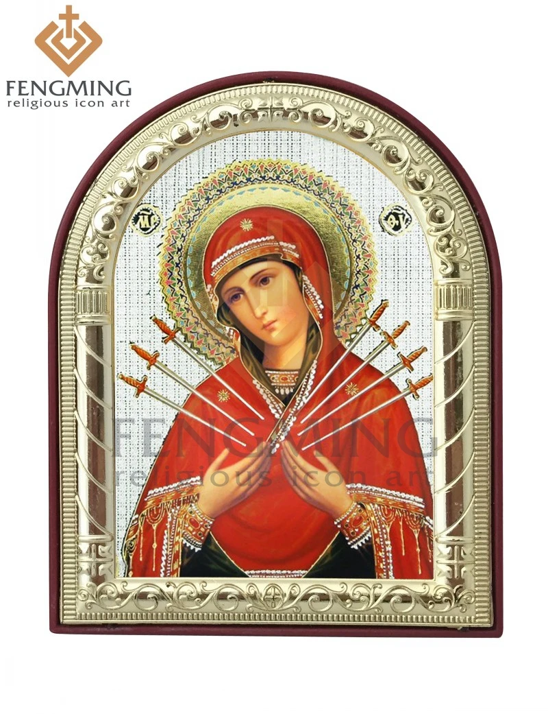 Фото восточных церкви Девы Марии семь мечей из металла Серебряная Золотая оправа