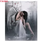 Полноразмерная Алмазная 5D картина сделай сам с ангелом и белыми крыльями, алмазная вышивка, полноразмерная мозаика, вышивка крестиком, фэнтезийное искусство, Декор