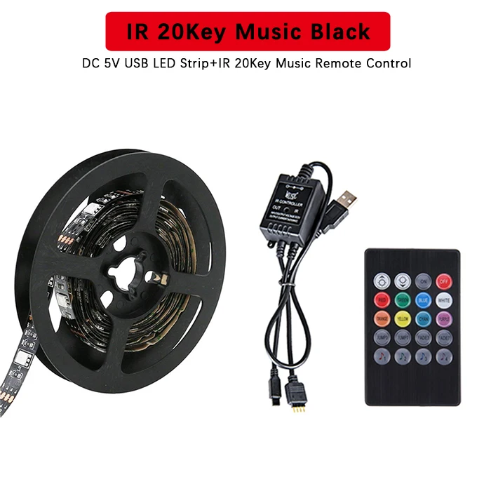 Music Controller Set 5V USB Светодиодные ленты 5050 RGB Светодиодные ленты светильник Bluetooth Wifi музыкальная полоса IP65 Гибкая светодиодный лента ТВ фон светильник Инж - Испускаемый цвет: Music Controller Set