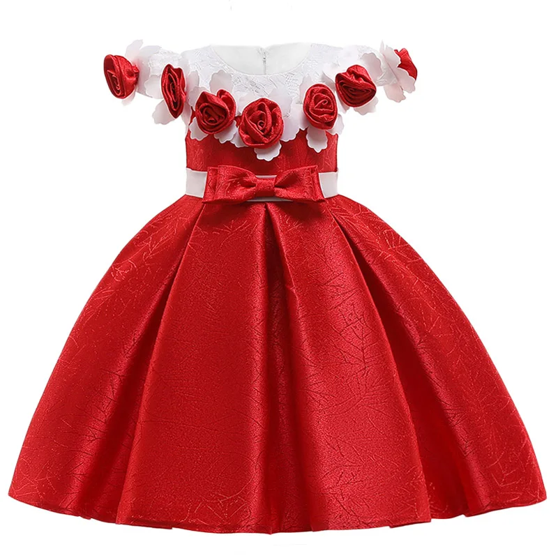 Red Новогодний костюм для девочки;карнавальные костюмы праздничное нарядное платье для девочки:Детские платья для девочек; зимнее элегантное праздничное платье принцессы; свадебное платье подружки невесты; одежда для детей - Цвет: Red