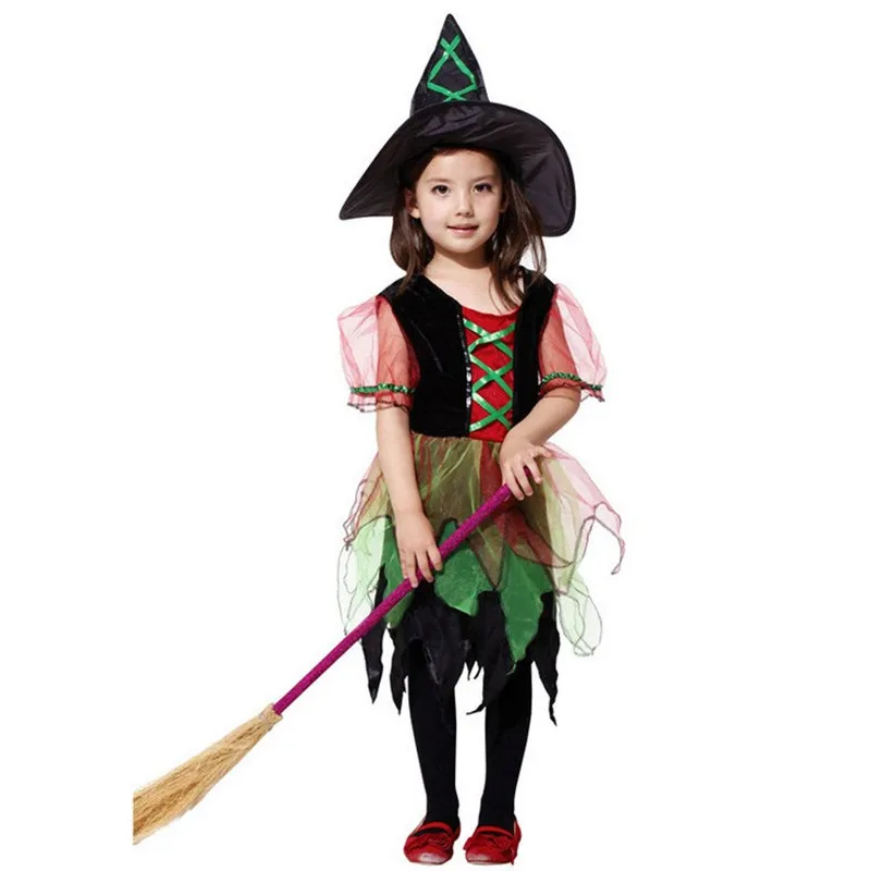 Детский маскарадный костюм ведьмы с шапкой для девочек|Костюмы девочек| |