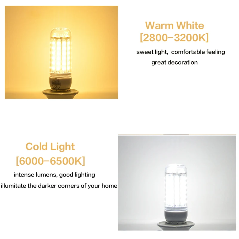 Светодиодный светильник для кукурузы E14 Bombilla светодиодный E27 SMD5730 220V Ampoule Lampada