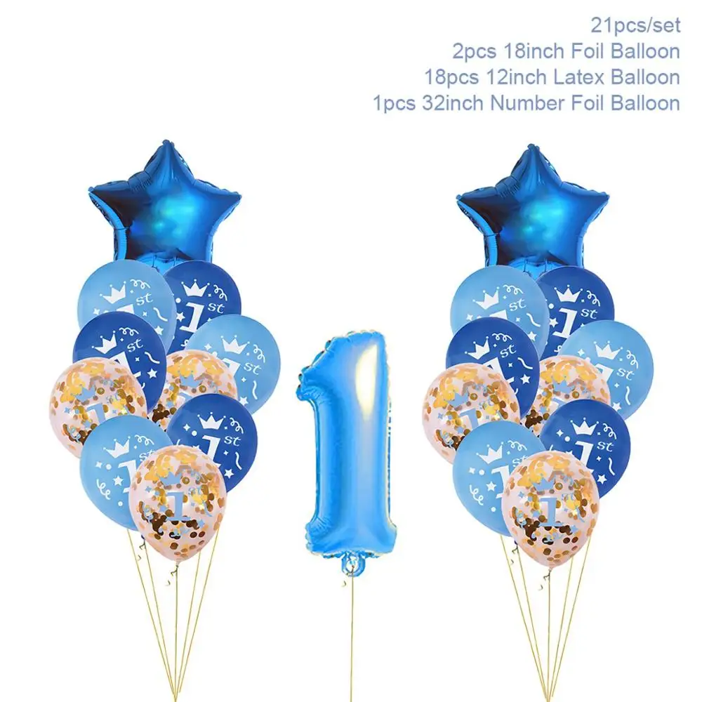 1st birthday Balloon 30 шт. первый день рождения украшения первый день рождения девушка вечерние украшения 1 год День рождения украшения детский душ Декор один год - Цвет: 1st birthday Balloon