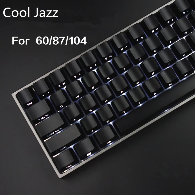 Cool Jazz Keycaps с лицевой/боковой печатью подсветкой черный 104/87 Cherry MX для Tenkeyless 87/104/108