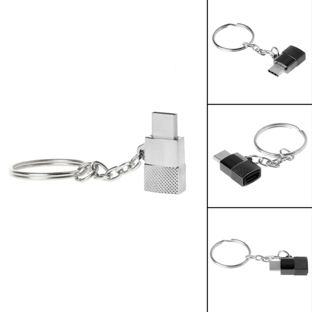 Адаптер Micro USB для передачи данных OTG Type c с металлической цепью ноутбука ПК iPhone