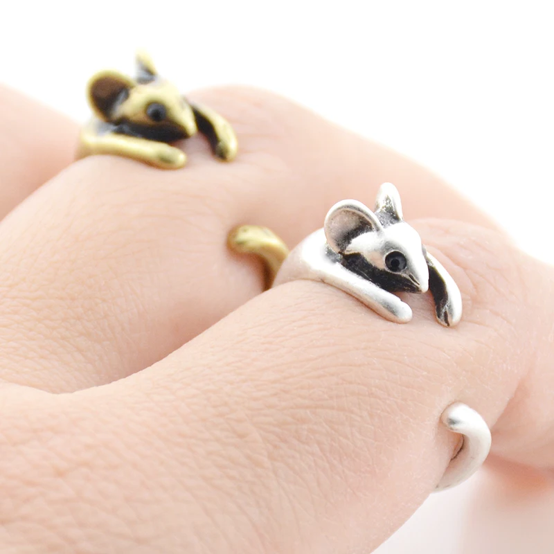 Ретро Бохо мини мышь Анель пара кольцо панк животное щенок Anillos Bague Femme любовь кольца для мужчин и женщин ювелирные изделия подарок на день рождения